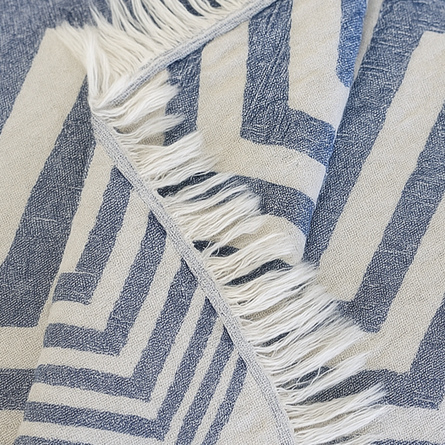 100% Cotton | Super-Soft Turkish Bath and Beach Towel in Blue (fabric detail)