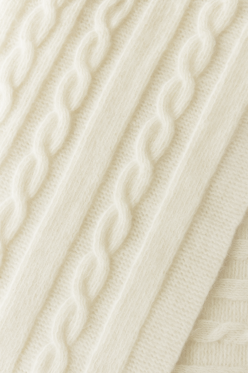 Angora and Wool | Knit Scarf (solid, beige) (fabric detail)