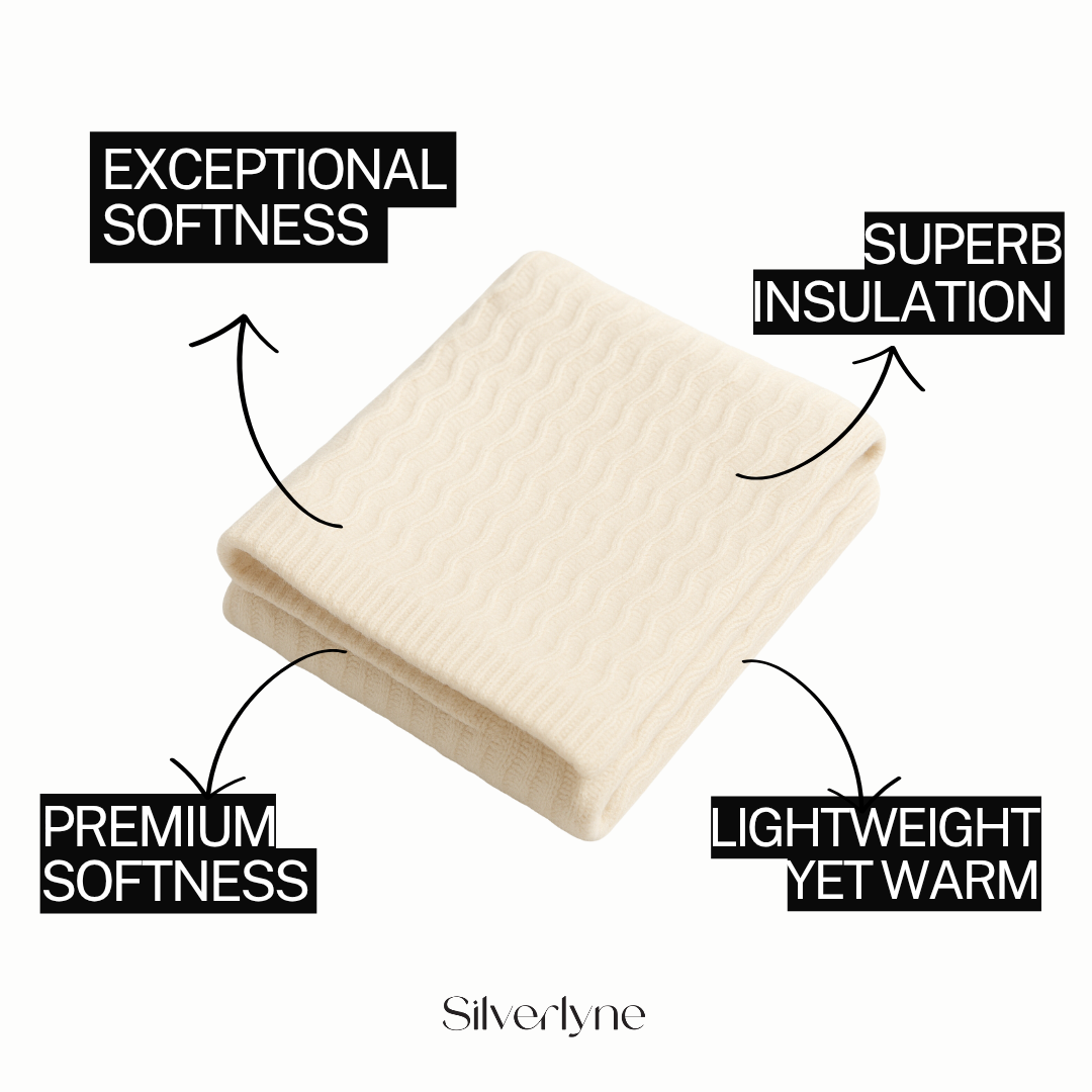 Angora and Wool | Ultra Soft Throw Blanket (solid, beige) (functional benefits)