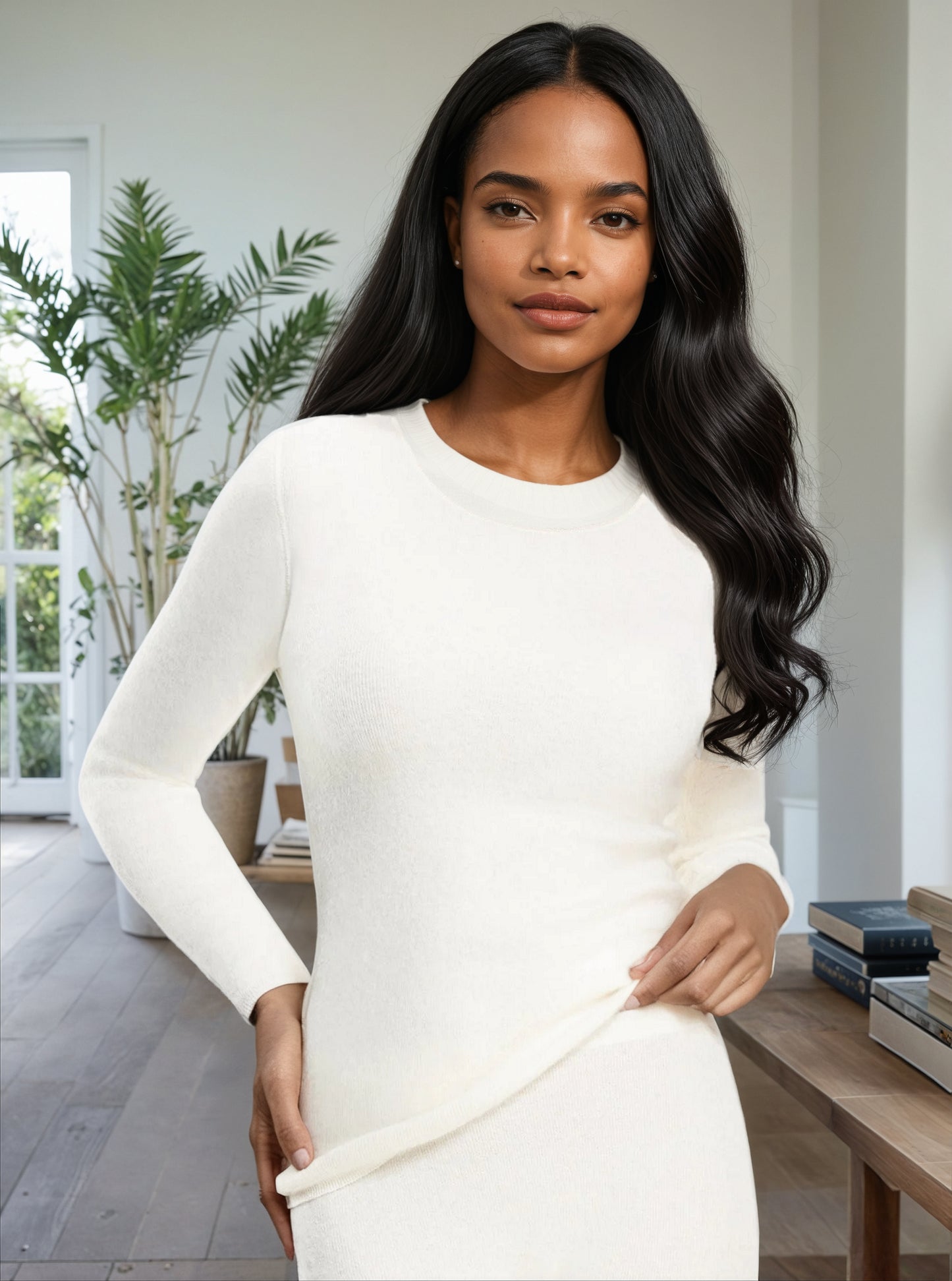 Pure Angora long sleeve shirt (Women's)