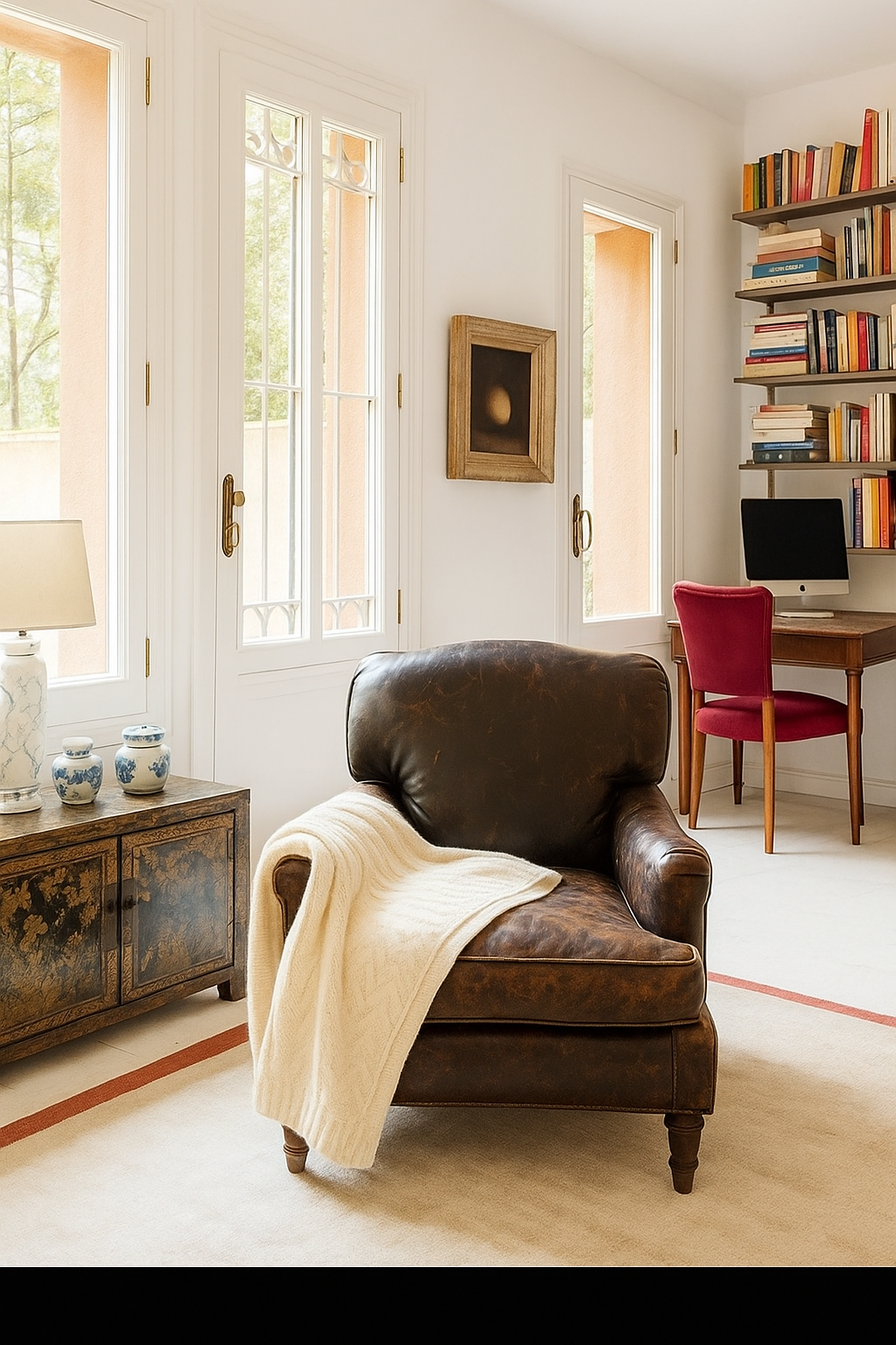 Angora and Wool | Ultra Soft Throw Blanket (solid, beige) (in situ)