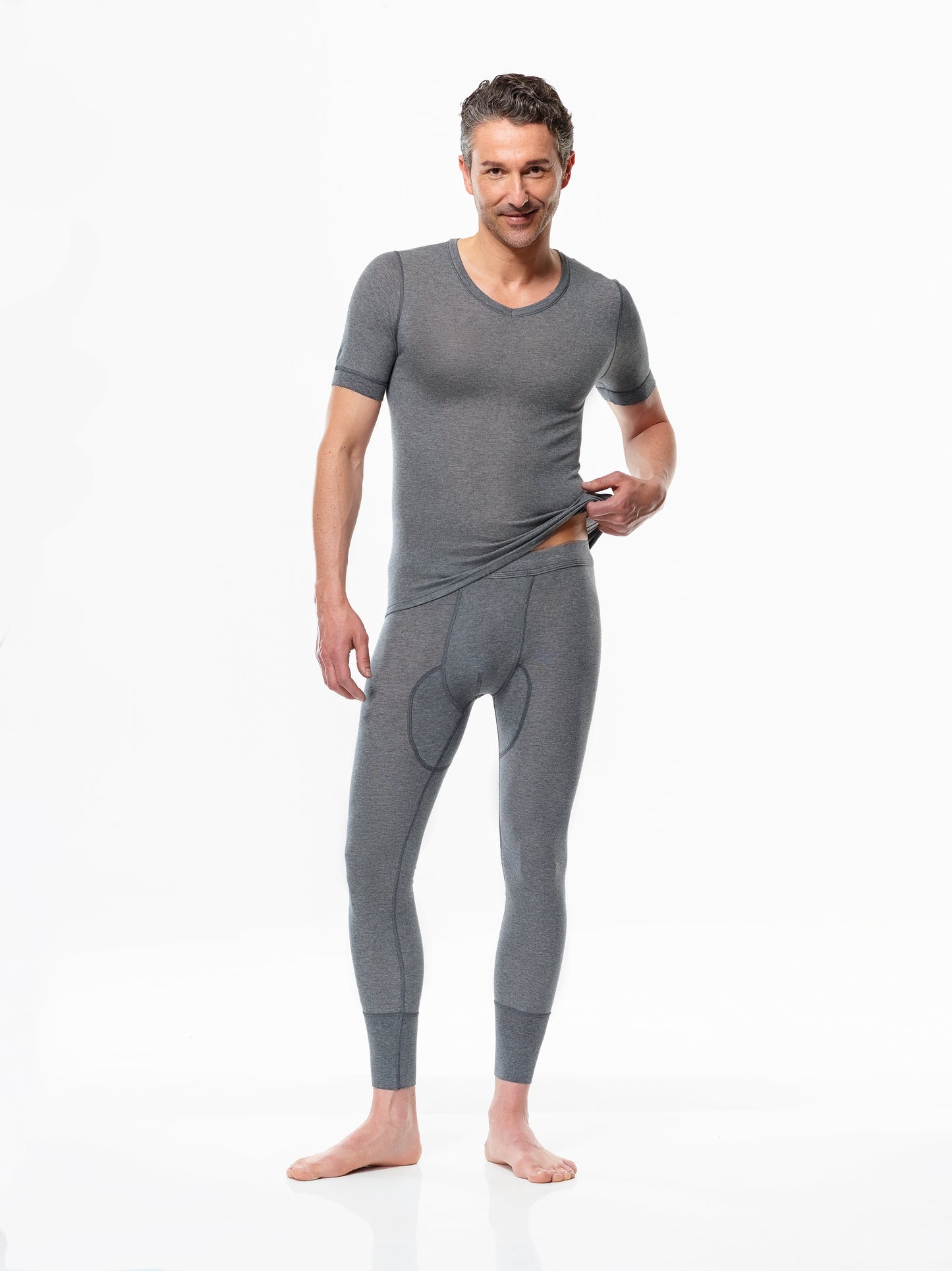 Cashmere and Silk base layer pants, with shirt (gray)