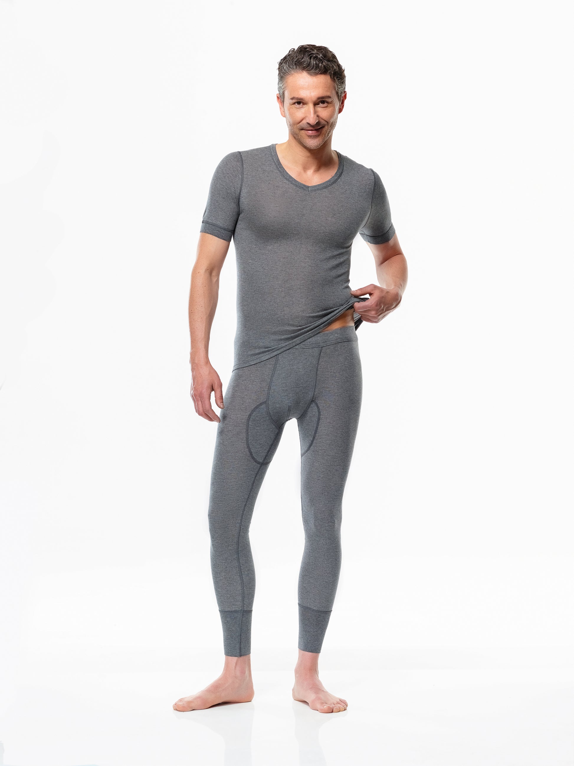 Cashmere and Silk base layer pants, with shirt (gray)