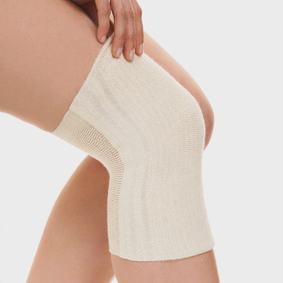 Angora and Wool comfort knee warmer on model video 